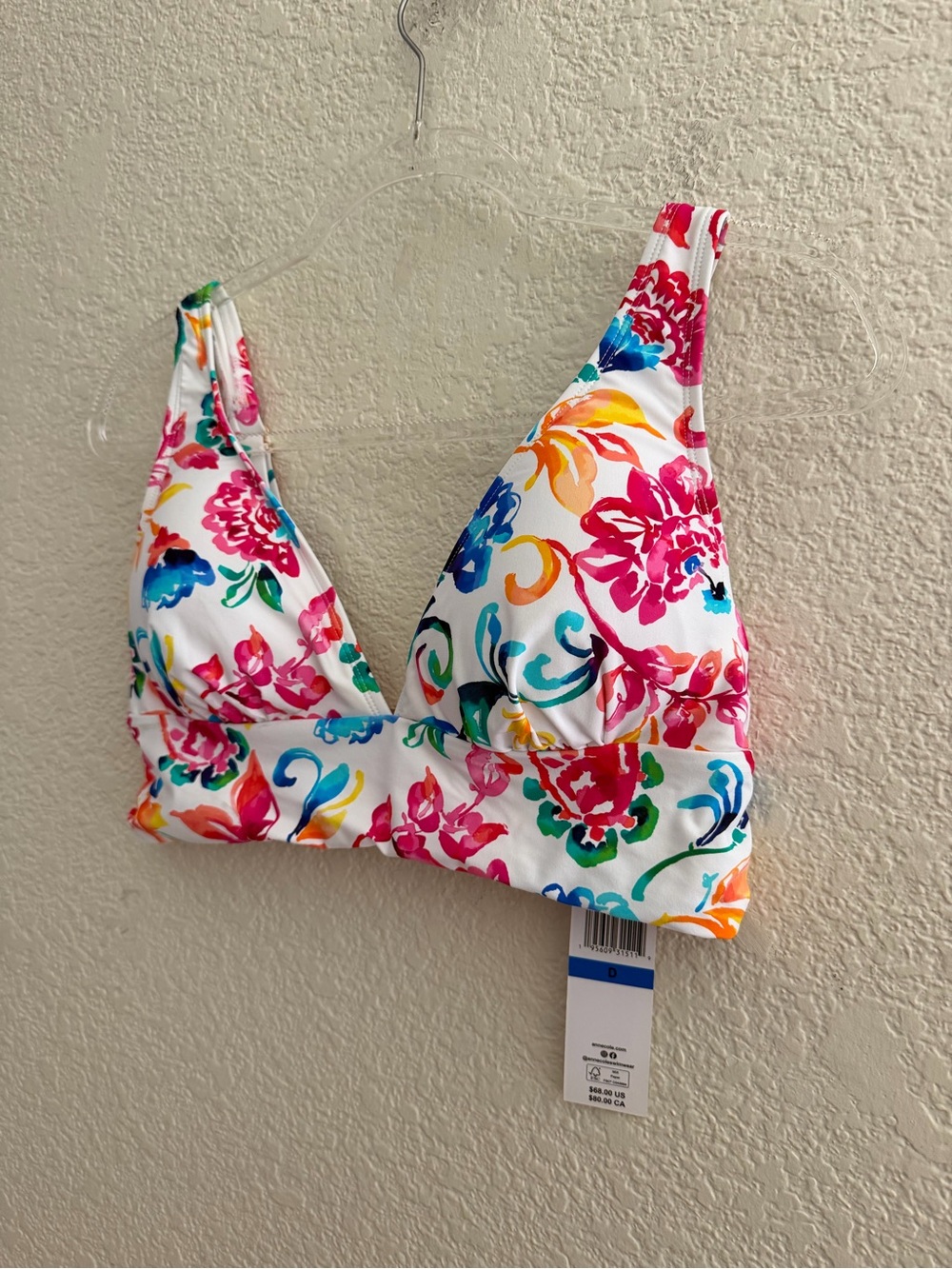 Anne Cole Watercolor Paisley Shirred Bikini Top - Picture 4 of 6